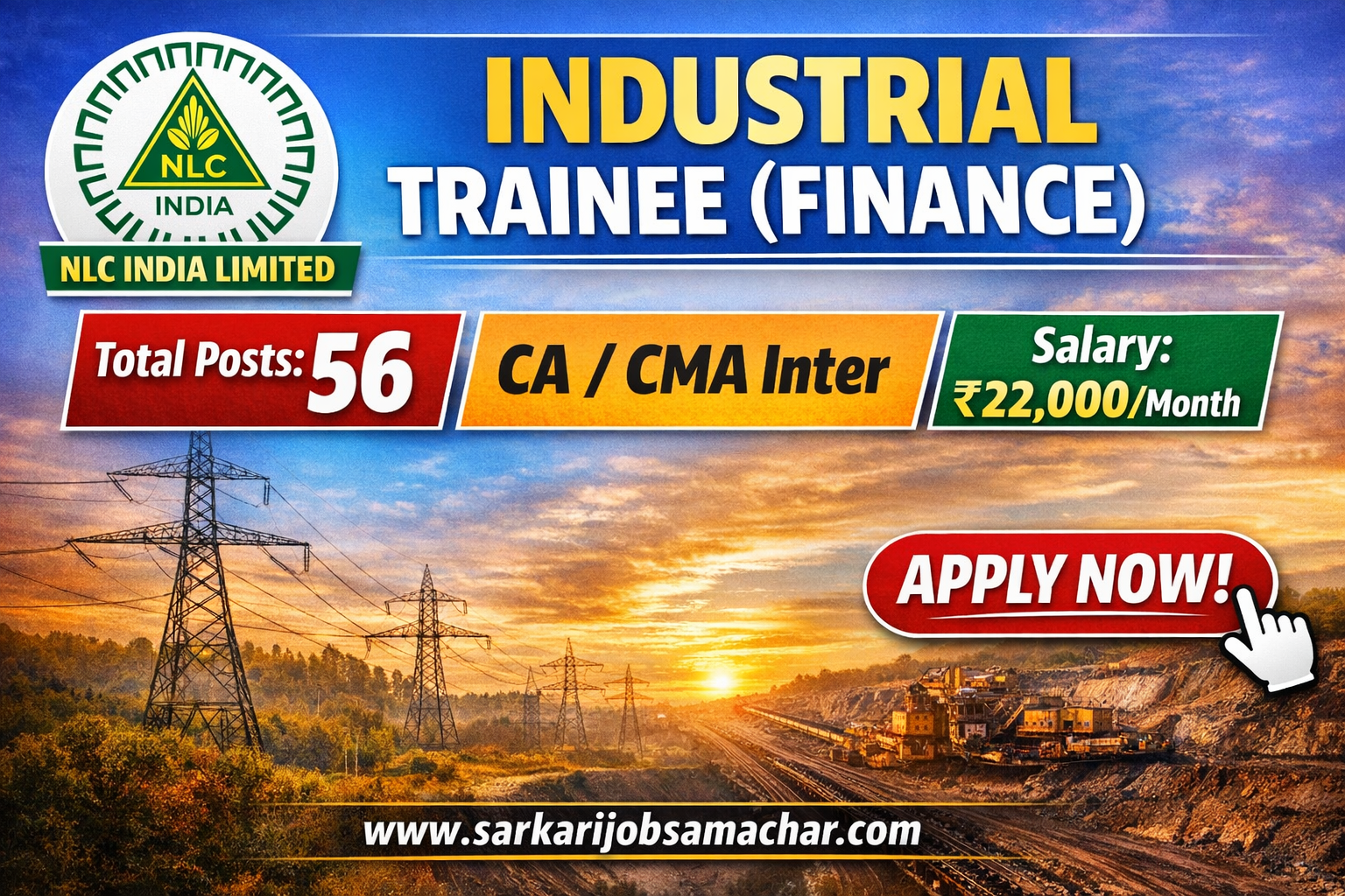 NLC India Limited Industrial Trainee (Finance) Recruitment 2026 β Apply Online for 56 Posts